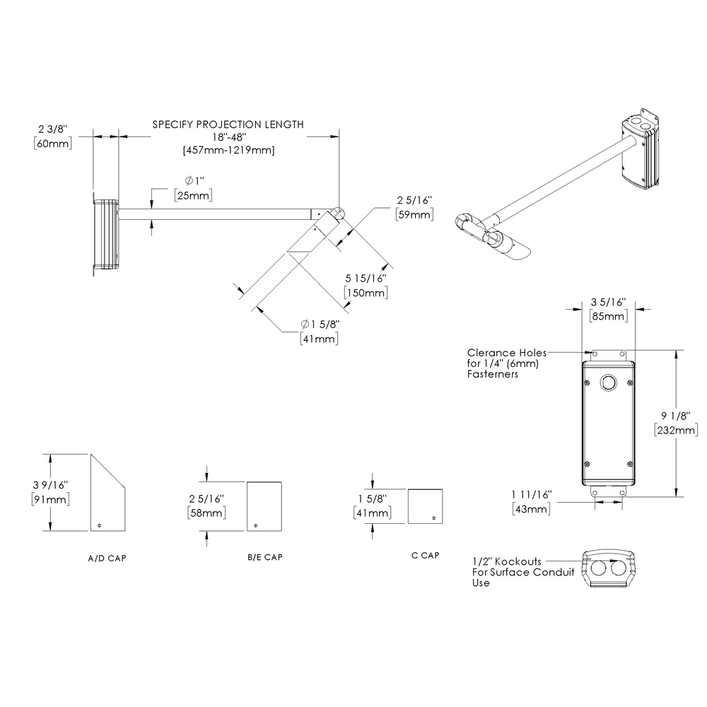 MICRO NITE - Wall Mount - Line Voltage Via Transformer - LED High-Power - Style C - 2 Fixtures - Universal Power Module PM1