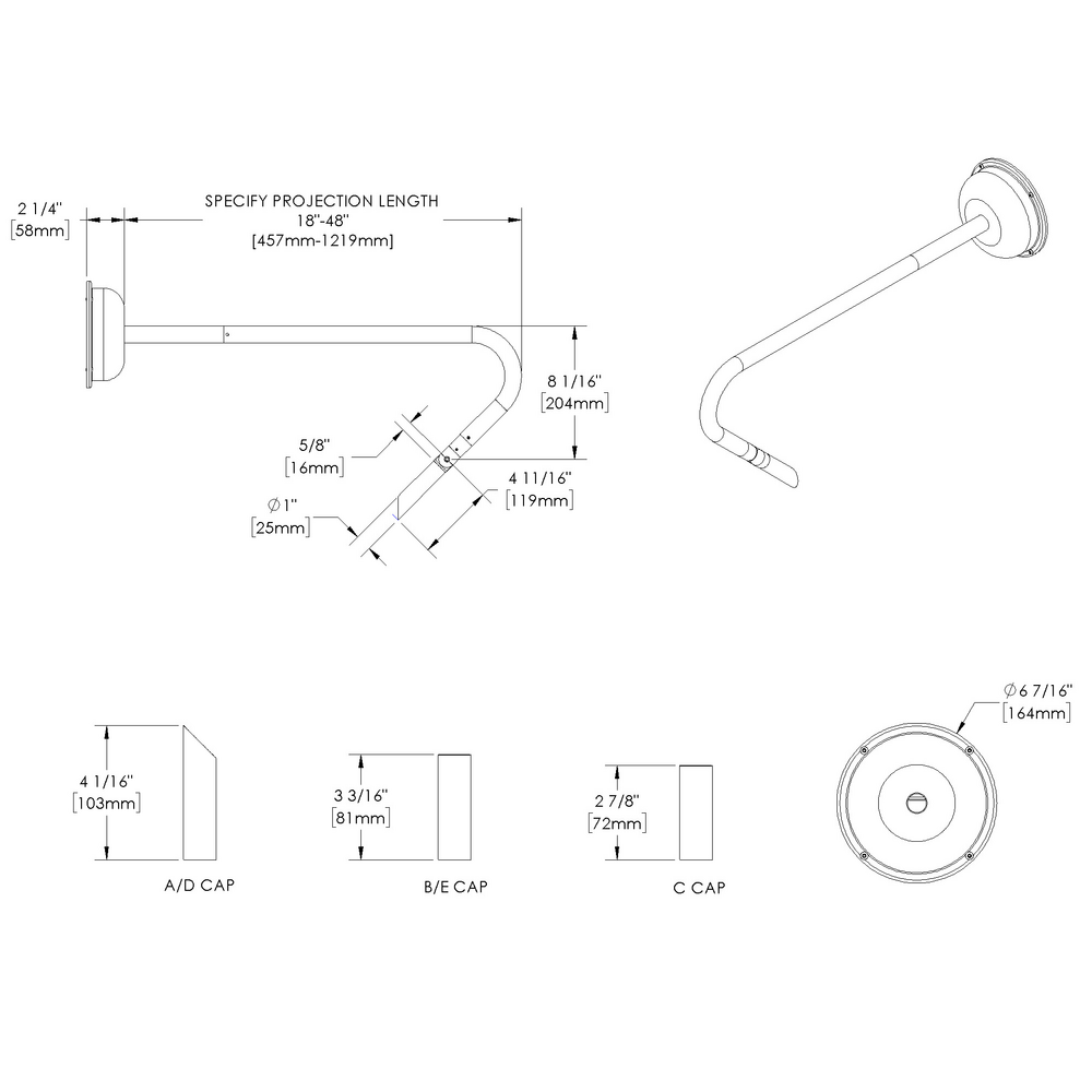 MINI MICRO - Wall Mount - Line Voltage Via Transformer - LED High-Power - Style F - Single - Power Canopy PC1 - Asymmetrical Optics