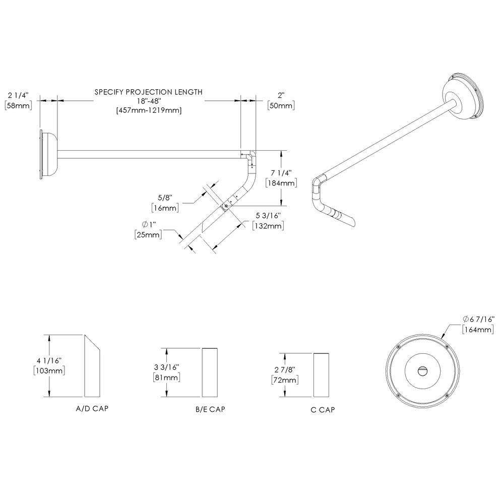 MINI MICRO - Wall Mount - Line Voltage Via Transformer - LED High-Power - Style G - Single - Power Canopy PC1 - Asymmetrical Optics