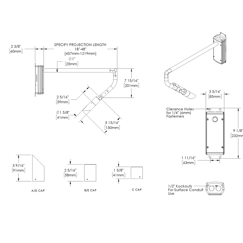 MICRO NITE - Wall Mount - Line Voltage Via Transformer - LED High-Power - Style G - 2 Fixtures - Universal Power Module PM1