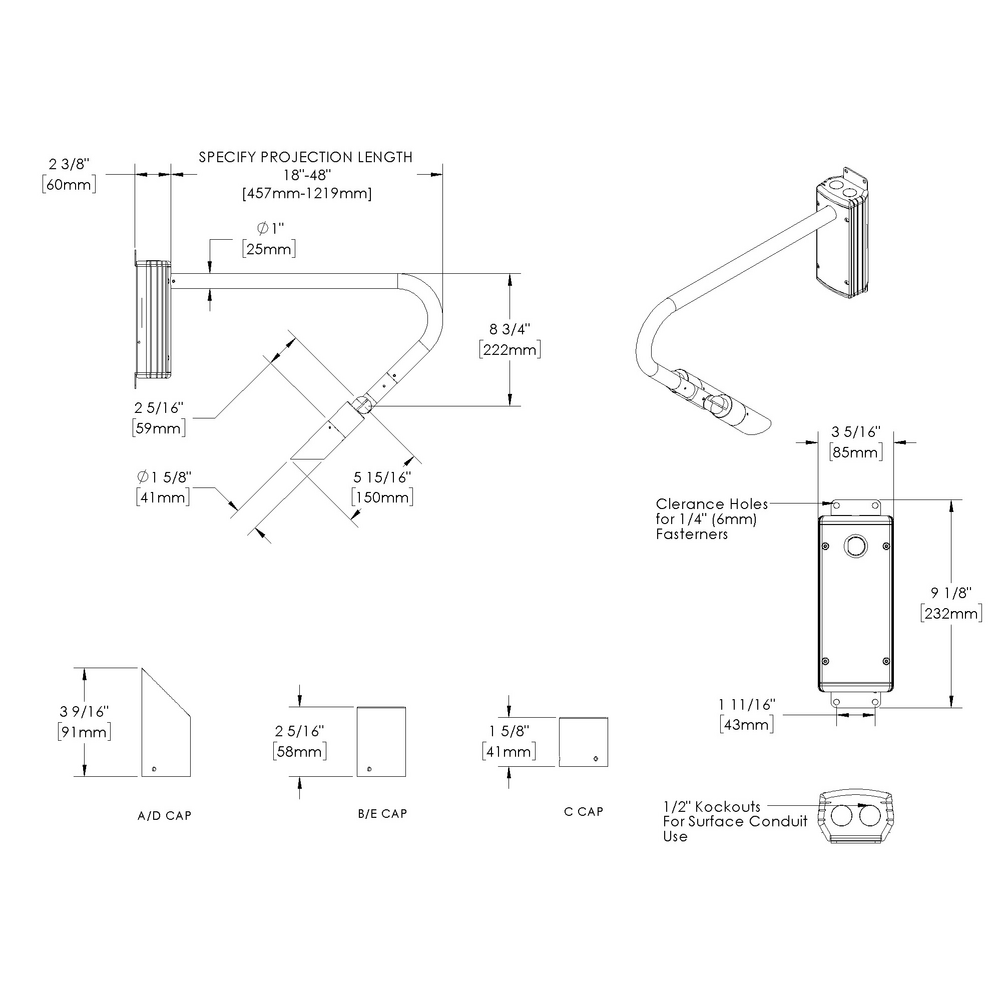 MICRO NITE - Wall Mount - Line Voltage Via Transformer - LED High-Power - Style F - 2 Fixtures - Universal Power Module PM1