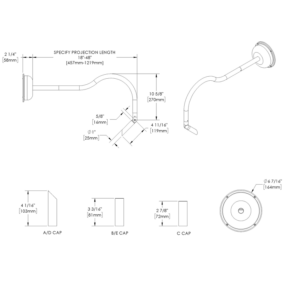 MINI MICRO - Wall Mount - Line Voltage Via Transformer - LED High-Power - Style A - Single - Power Canopy PC1 - Symmetrical Optics