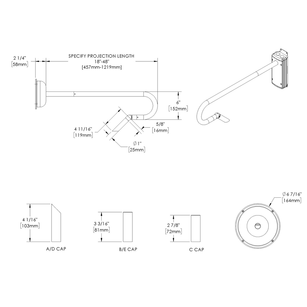 MINI MICRO - Wall Mount - Line Voltage Via Transformer - LED High-Power - Style B - Single - Power Canopy PC1 - Symmetrical Optics