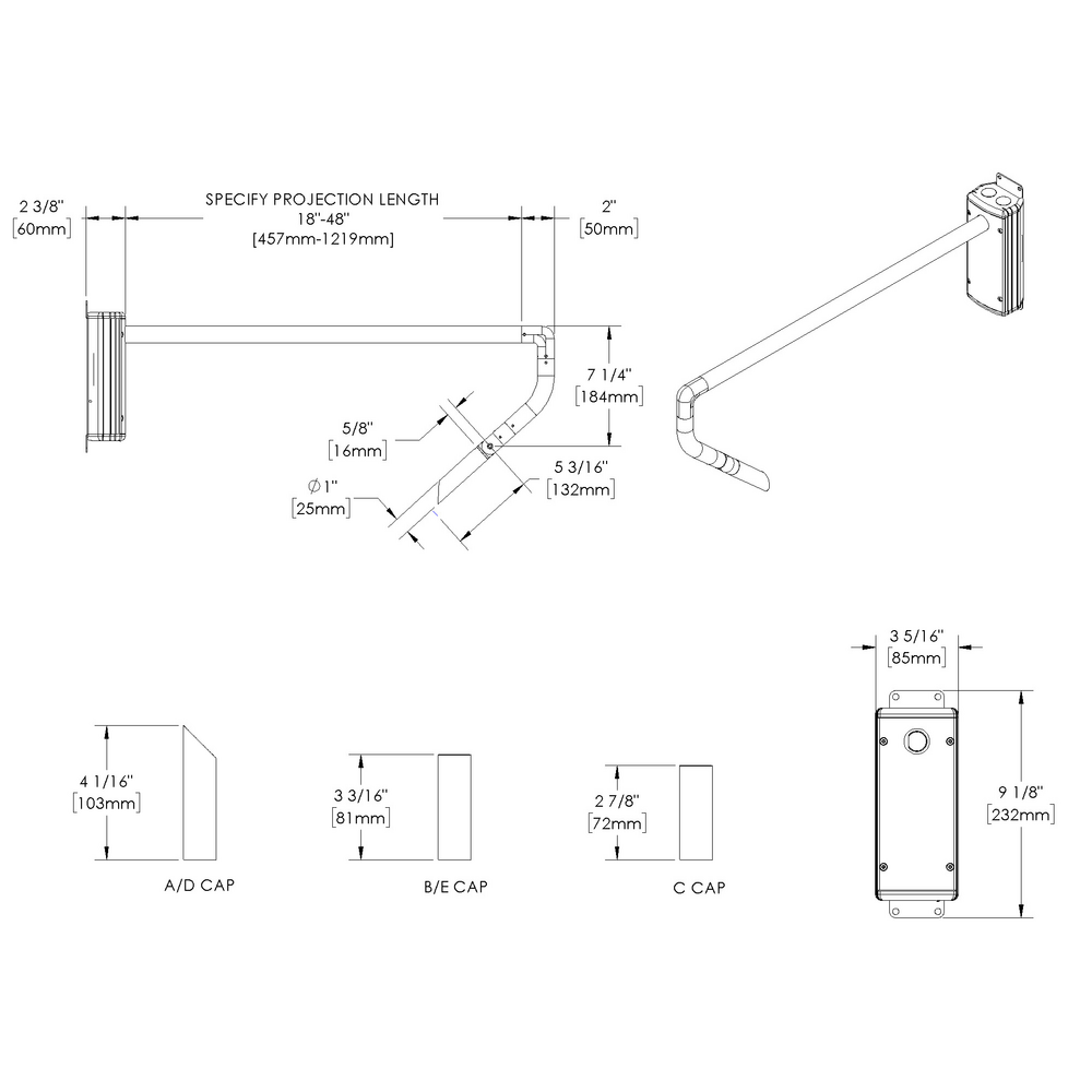 MINI MICRO - Wall Mount - Line Voltage Via Transformer - LED High-Power - Style G - Single - Universal Power Module PM1 - Symmetrical Optics