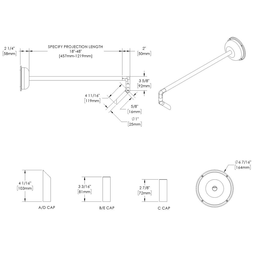 MINI MICRO - Wall Mount - Line Voltage Via Transformer - LED High-Power - Style L - Single - Power Canopy PC1 - Symmetrical Optics
