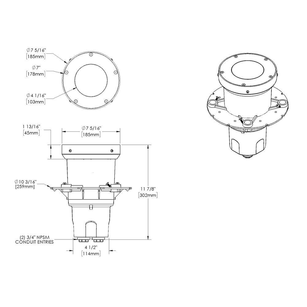 HP2 - In-grade - Line Voltage - LED COB - Deep Housing - Faceplate Flush Mount
