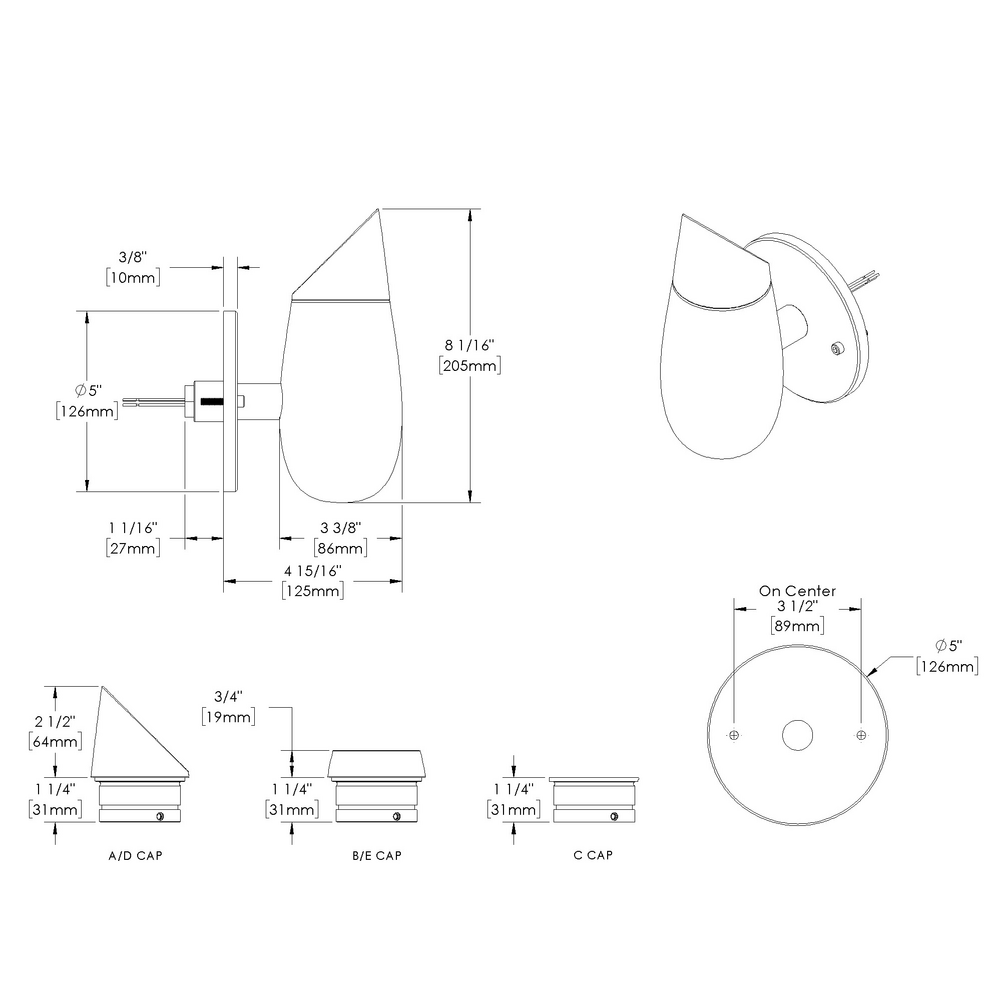 RIO - Wall Mount - Line Voltage - LED High-Power - Round - Single - Downlight or Uplight
