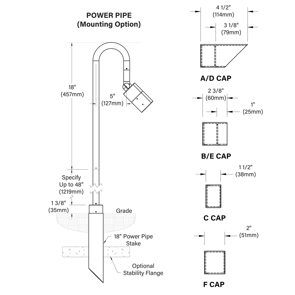 NITE STAR - Bollard - Low Voltage - LED High-Power - Style B - 2 Fixtures - Pipe PI1 - 18
