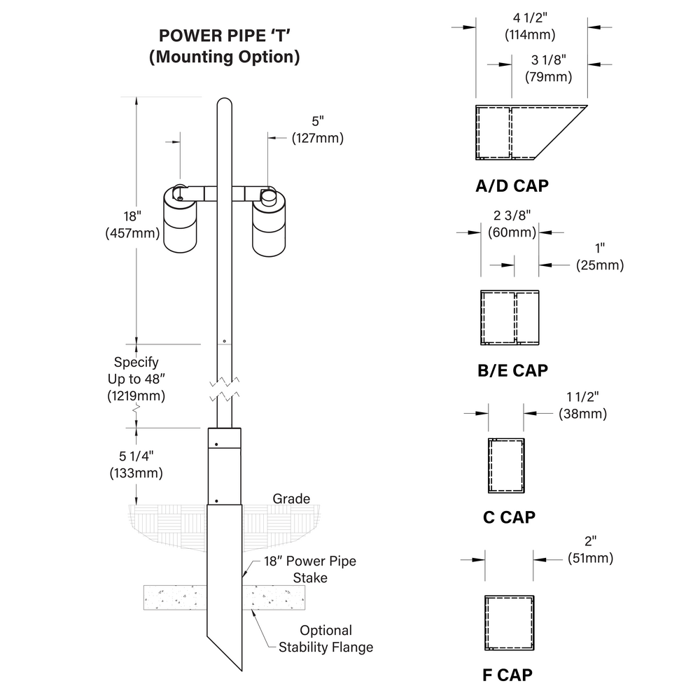 NITE STAR - Bollard - Line Voltage Via Transformer - LED High-Power - Style B - 2 Fixtures
