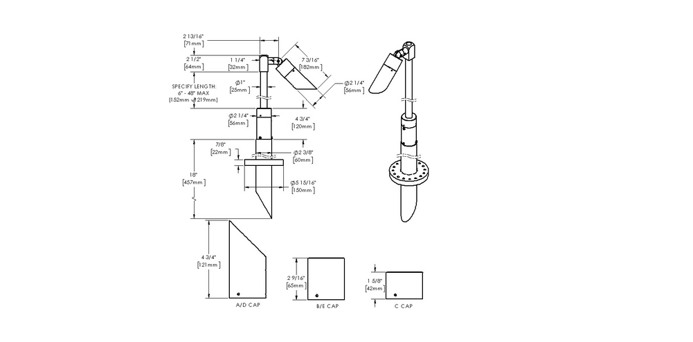 NITE STAR - Bollard - Line Voltage Via Transformer - LED High-Power - Style C - Single