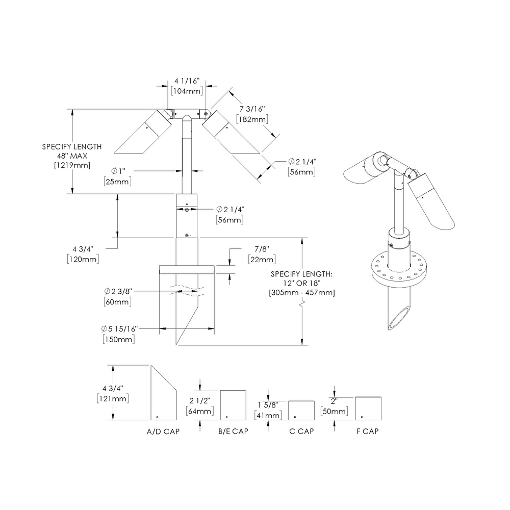 NITE STAR - Bollard - Line Voltage Via Transformer - LED High-Power - Style C - 2 Fixtures