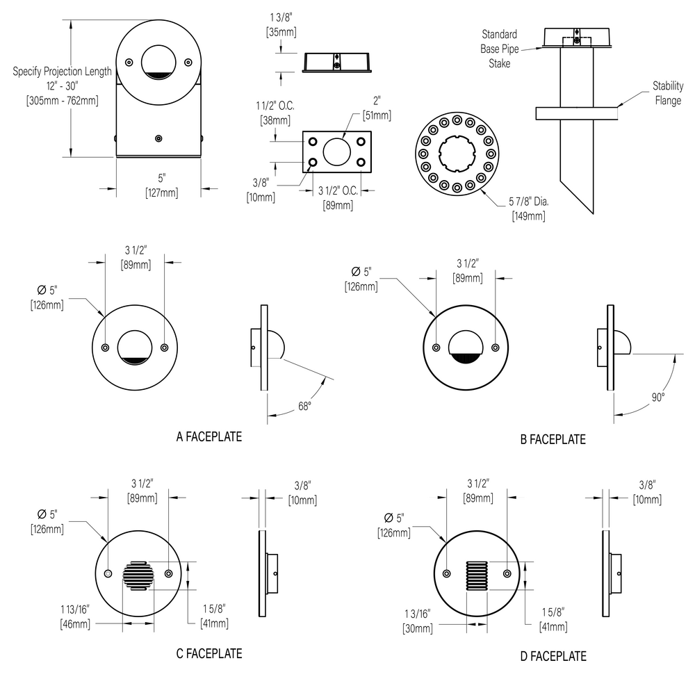 STEP STAR - Bollard - Line Voltage Via Transformer - LED High-Power