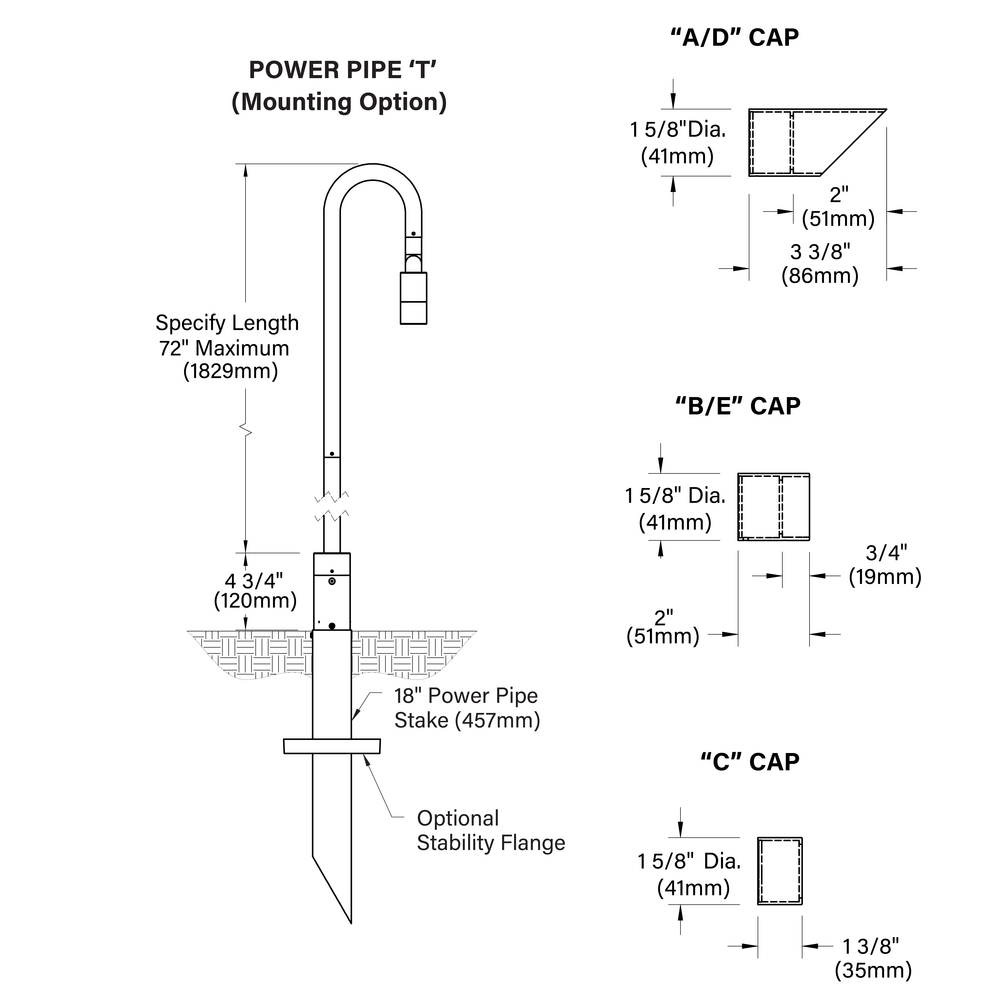 MICRO NITE - Bollard - Line Voltage Via Transformer - LED High-Power - Style B - Single
