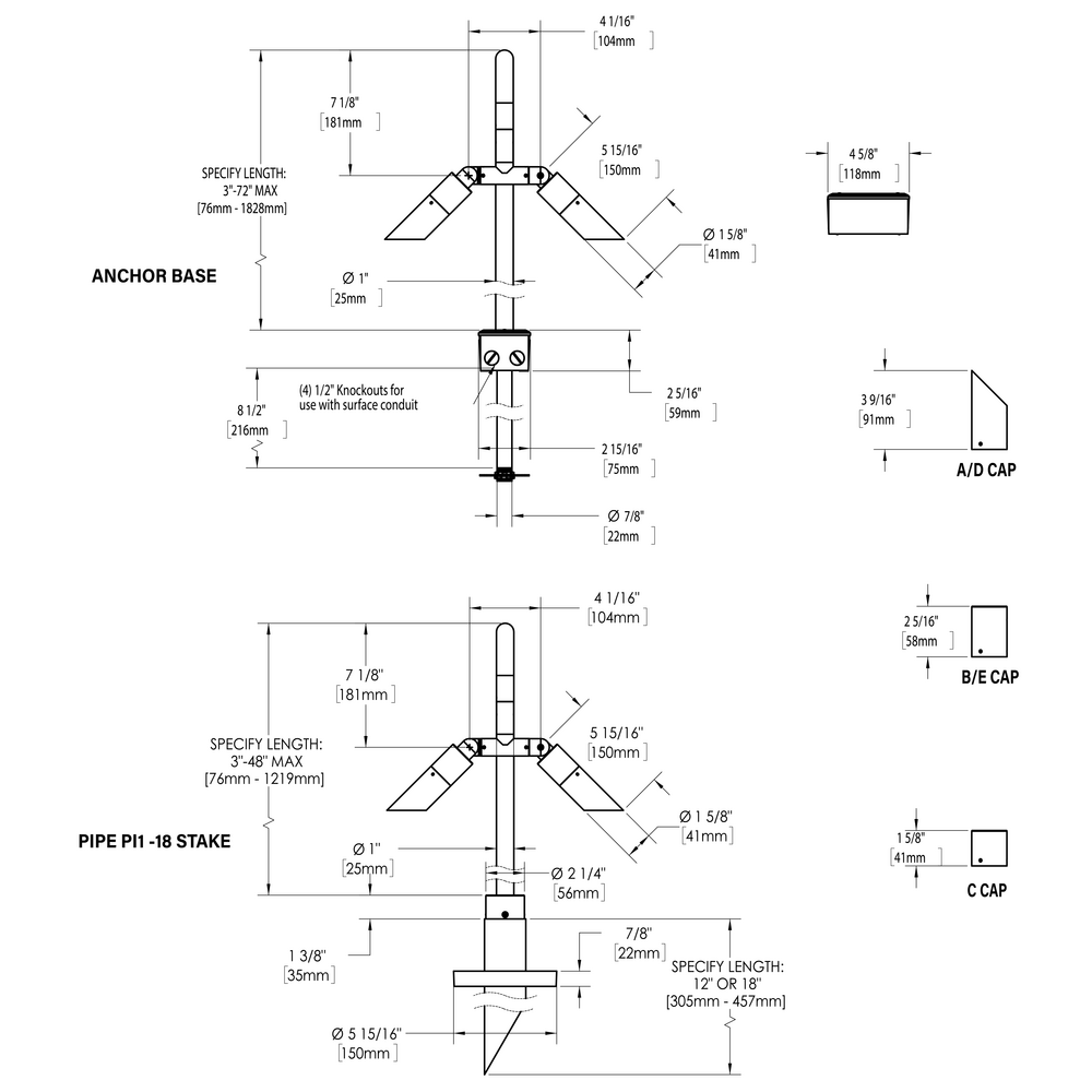 MICRO NITE - Bollard - Low Voltage - LED High-Power - Style B - 2 Fixtures