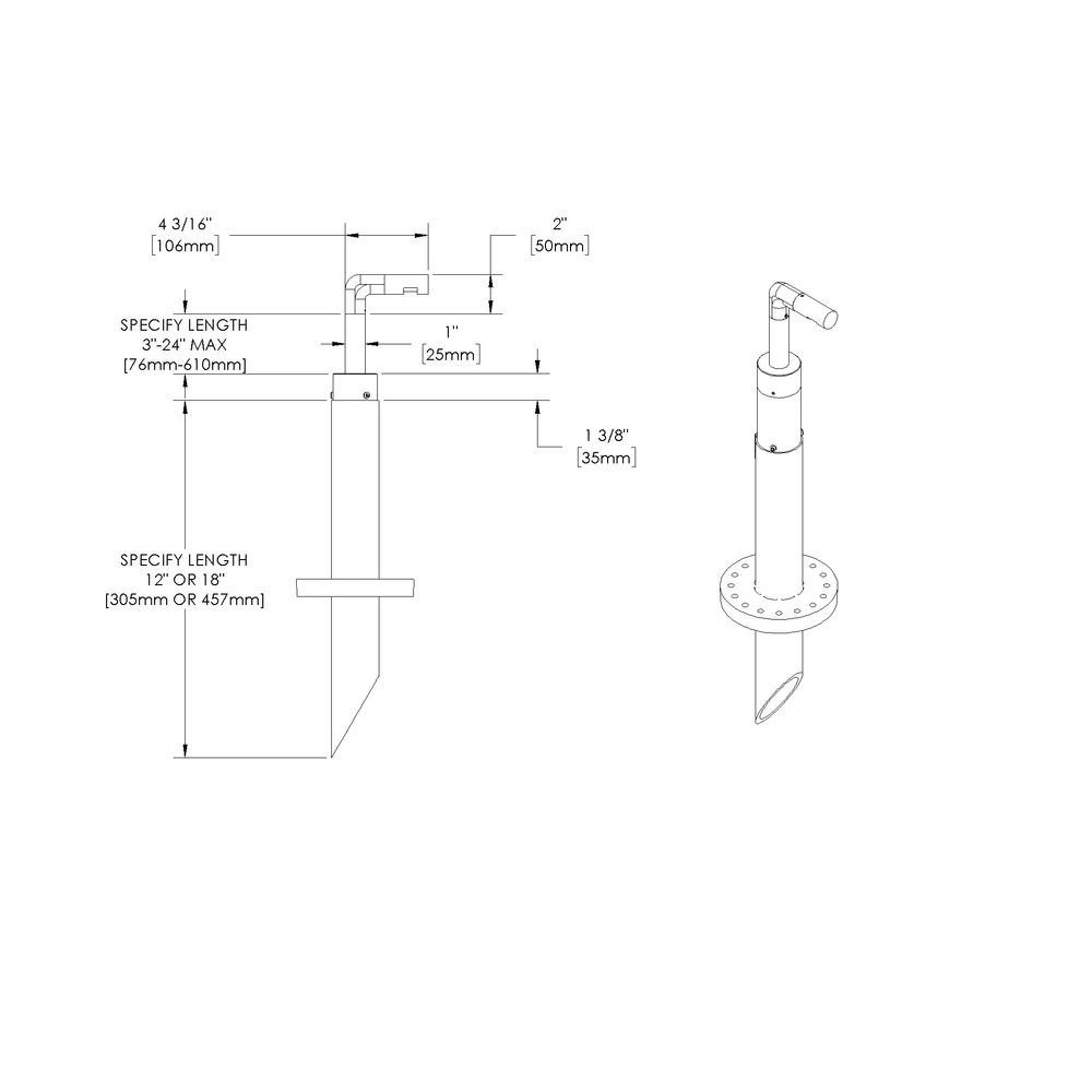 LITESTICK - Bollard - Low Voltage - LED High-Power - Round - L - Pipe PI1 - 18