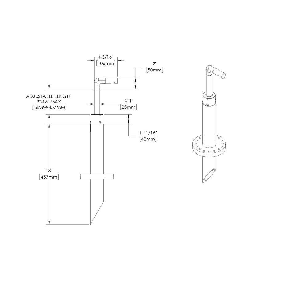 LITESTICK - Bollard - Low Voltage - LED High-Power - Round - L - Pipe PI1 - 18