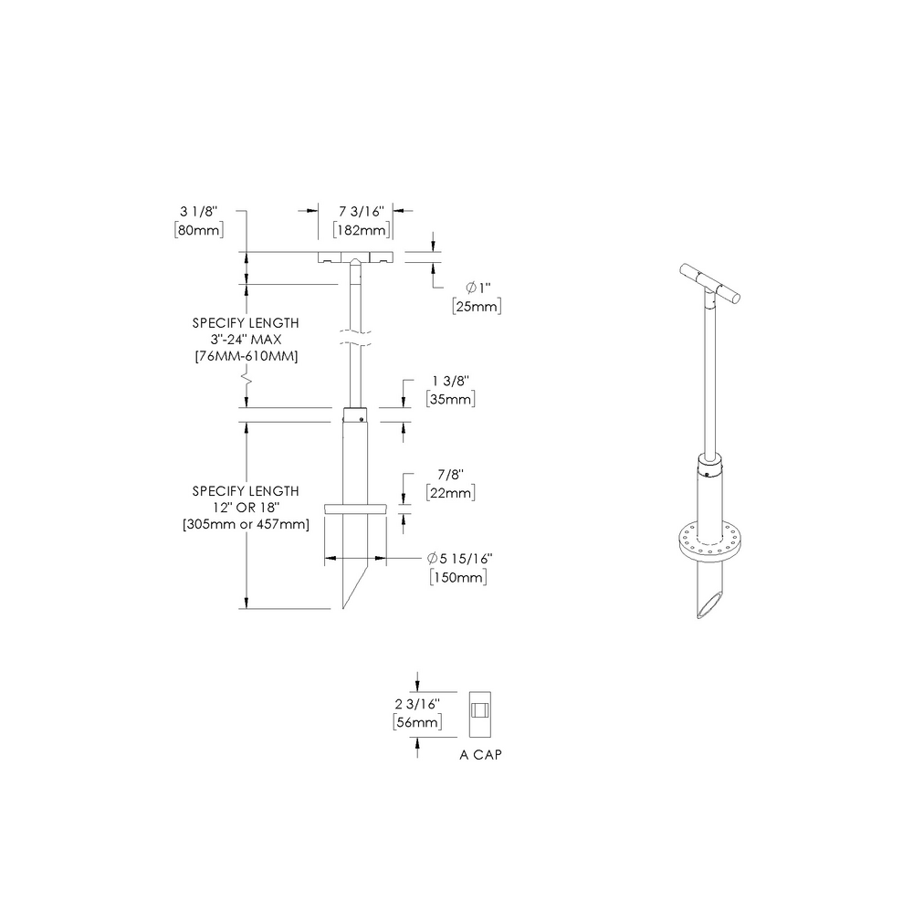 LITESTICK - Bollard - Low Voltage - LED High-Power - Round - T - Pipe PI1 - 18