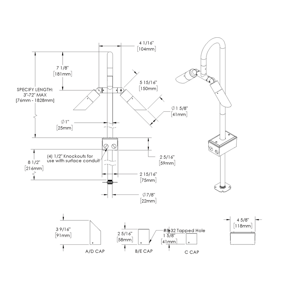 MICRO NITE - Bollard - Low Voltage - LED High-Power - Style B - 2 Fixtures - Anchor Base