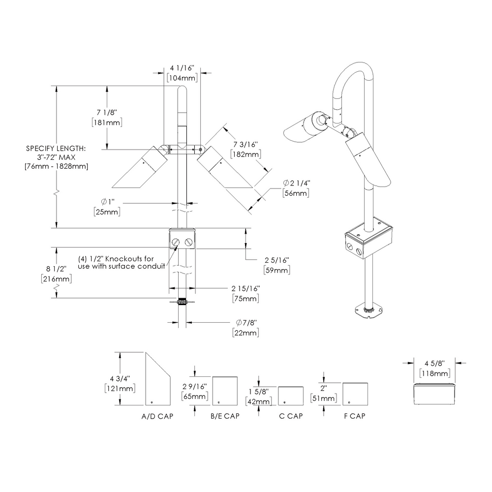 NITE STAR - Bollard - Low Voltage - LED High-Power - Style B - 2 Fixtures - Anchor Base