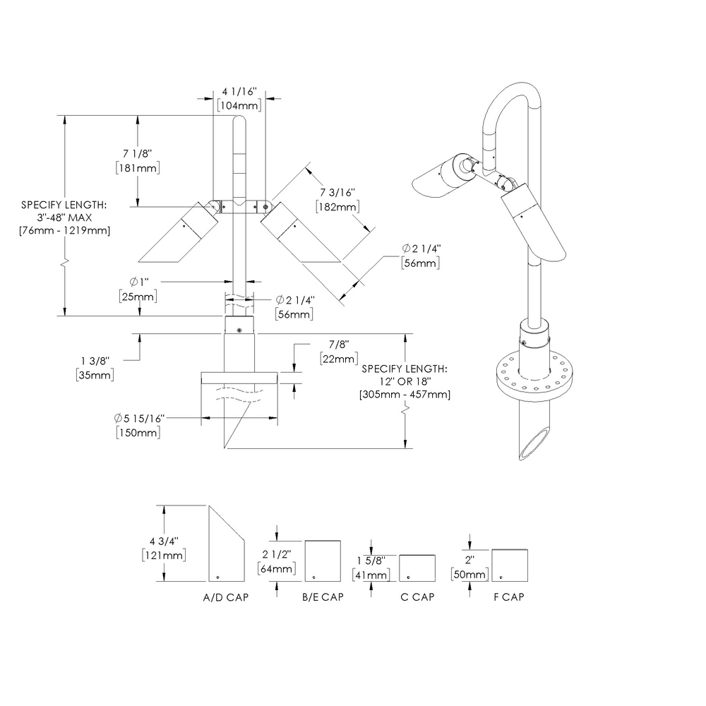 NITE STAR - Bollard - Low Voltage - LED High-Power - Style B - 2 Fixtures - Pipe PI1 - 18