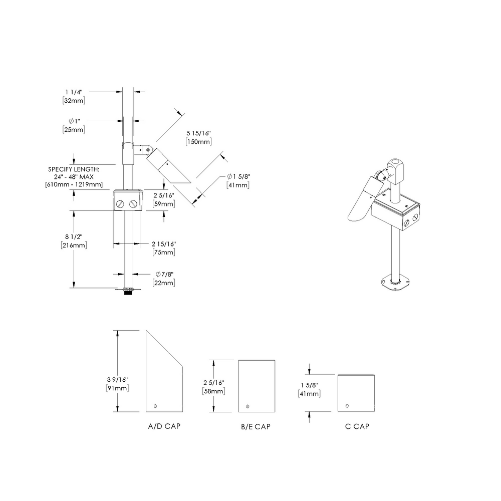 MICRO NITE - Bollard - Low Voltage - LED High-Power - Style C - Single - Anchor Base
