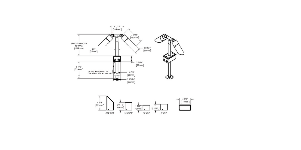 NITE STAR - Bollard - Low Voltage - Lamp MR16 Gu5.3 - Style C - 2 Fixtures - Anchor Base