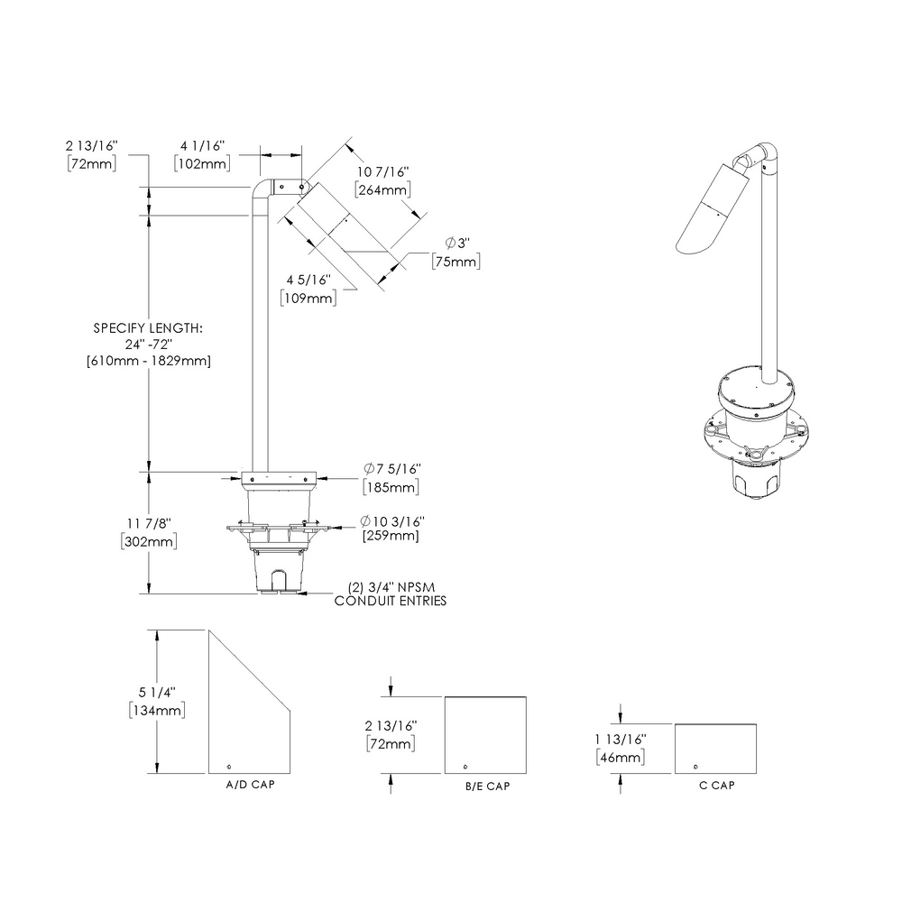 DENALI - Bollard - Line Voltage - LED COB - Style L - Single