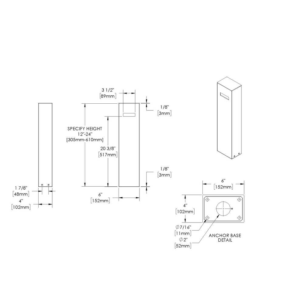 MINI YUKON - Bollard -  Line Voltage - LED High Power - Indirect - Mini