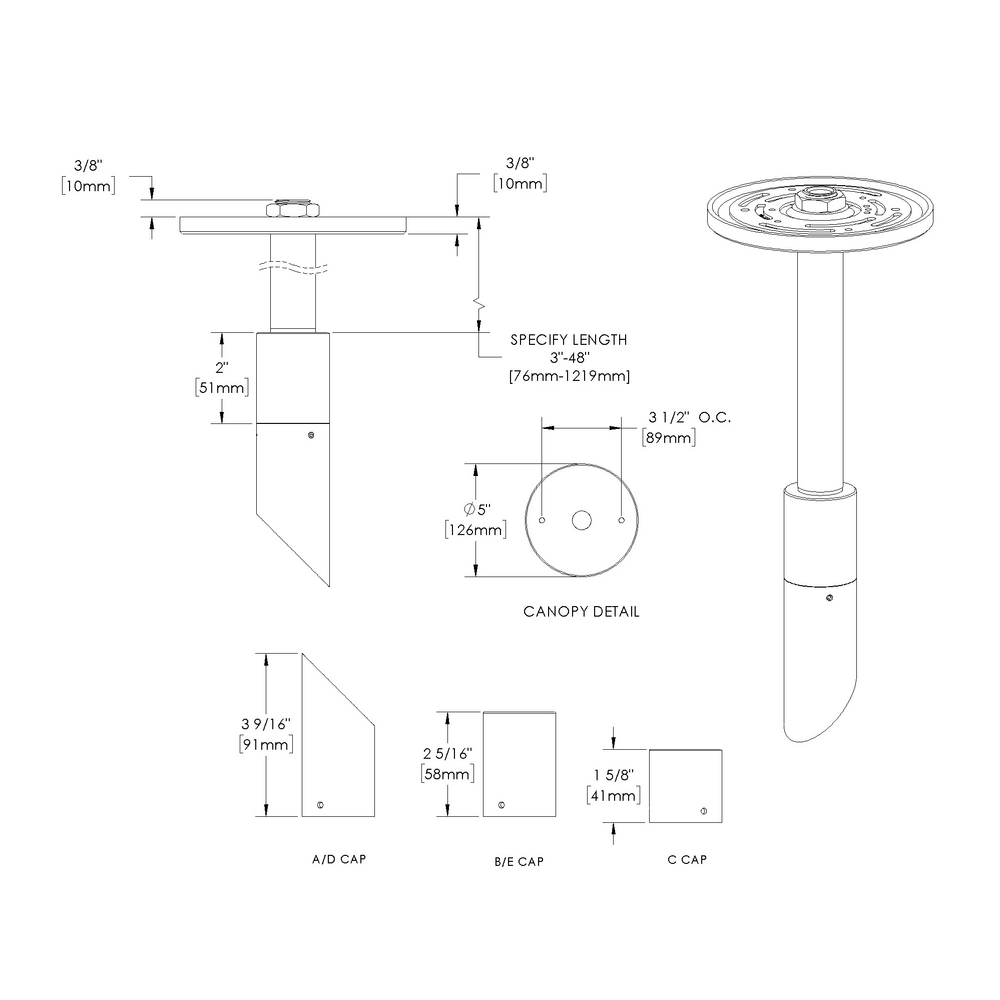 MICRO NITE - Ceiling Mount - Low Voltage - LED High-Power - Stem Mount