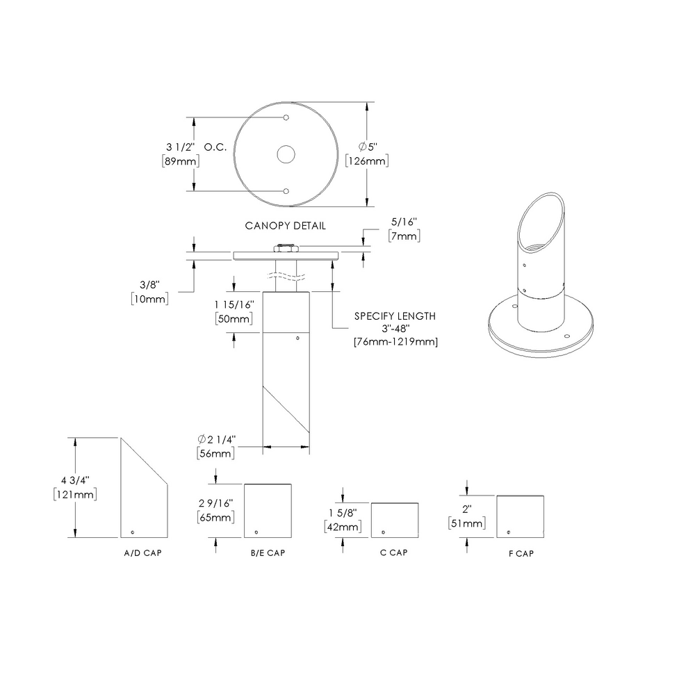 NITE STAR - Ceiling Mount - Low Voltage - LED High-Power - Stem Mount