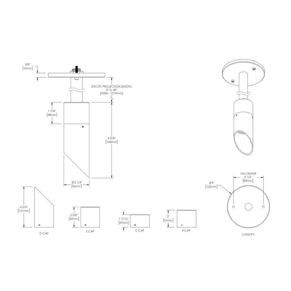 NITE STAR - Ceiling Mount - Low Voltage - Lamp MR16 Gu5.3 - Stem Mount
