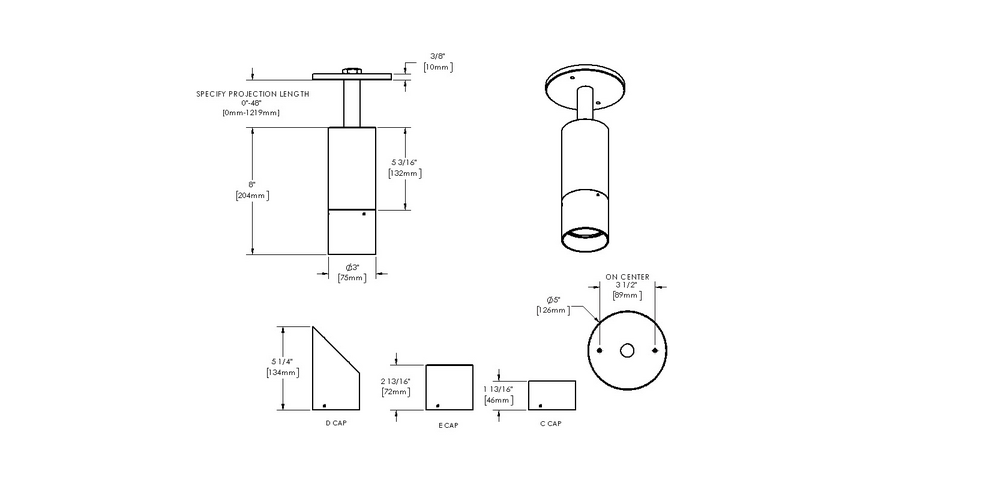 DENALI - Ceiling Mount - Line Voltage - LED COB - Stem Mount