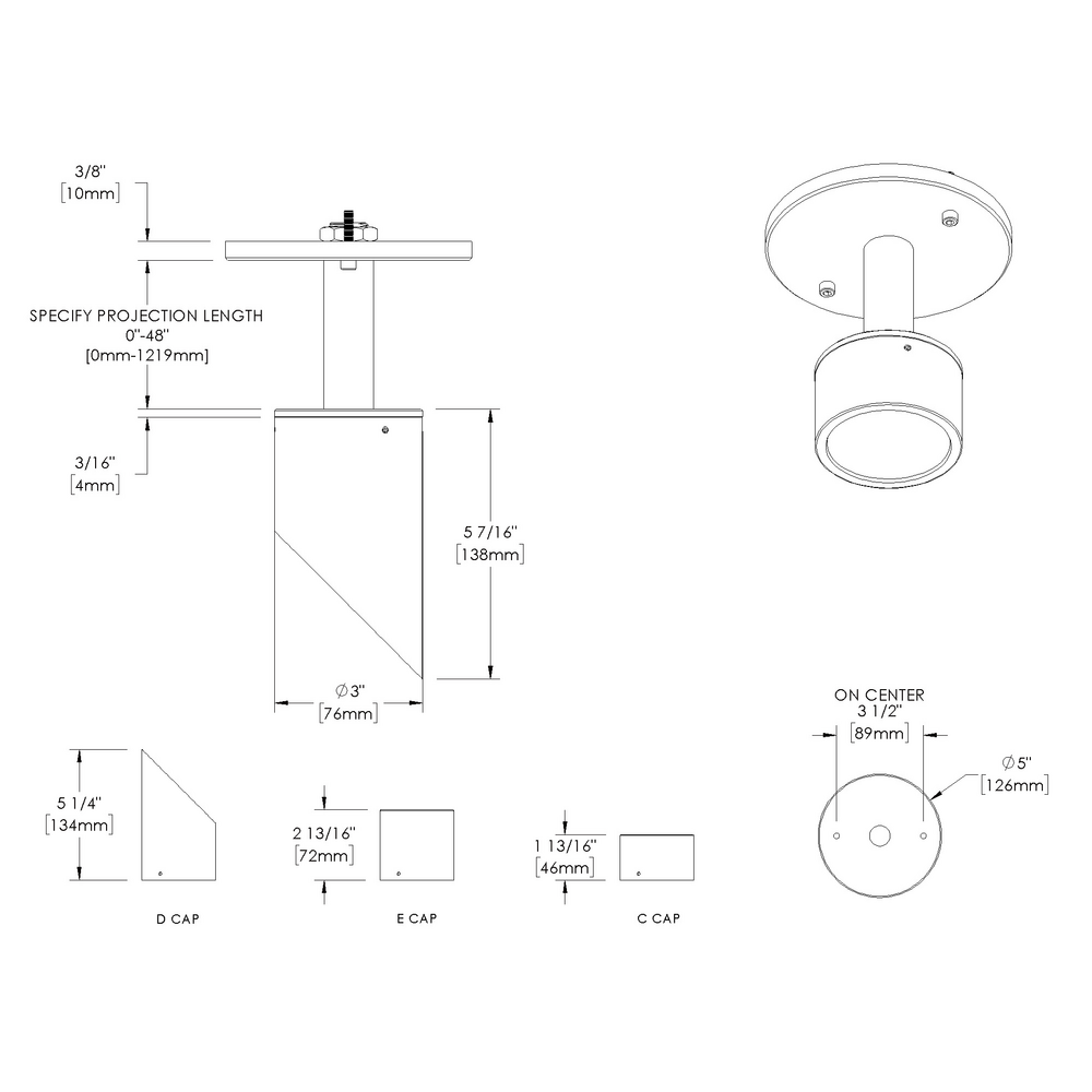 DEMI - Ceiling Mount - Line Voltage - LED High-Power - Stem Mount
