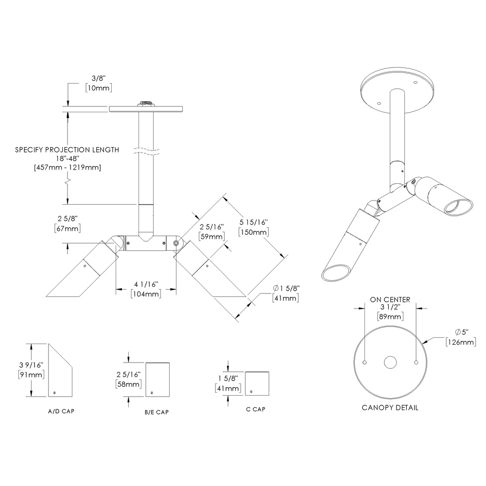 MICRO NITE - Ceiling Mount - Low Voltage - LED High-Power - Stem Mount - 2 Fixtures