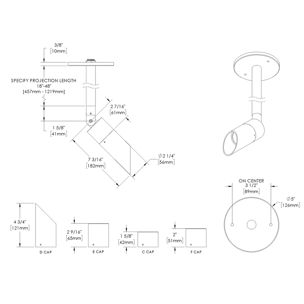 NITE STAR - Ceiling Mount - Low Voltage - Lamp MR16 Gu5.3 - Stem Mount - Single