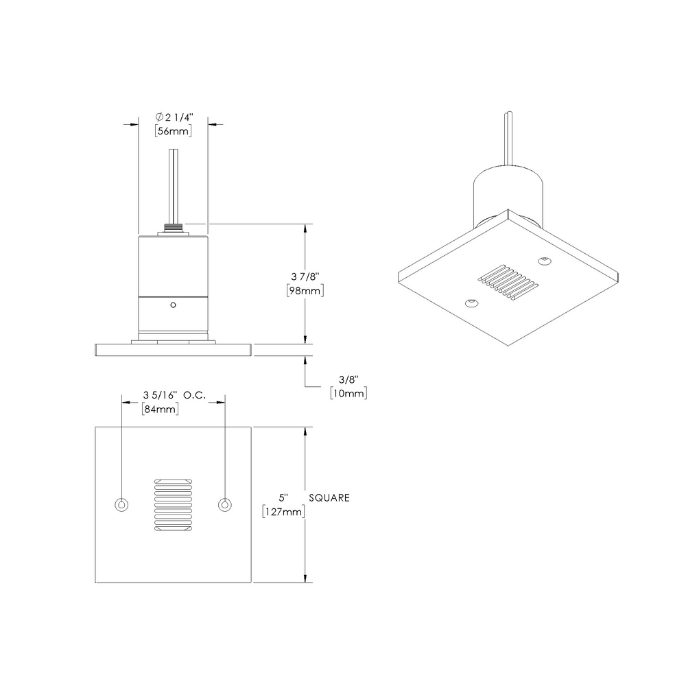 VERSA STAR - Ceiling Recessed - Low Voltage - LED High-Power - Square - Core Drill - Faceplate: Louvered