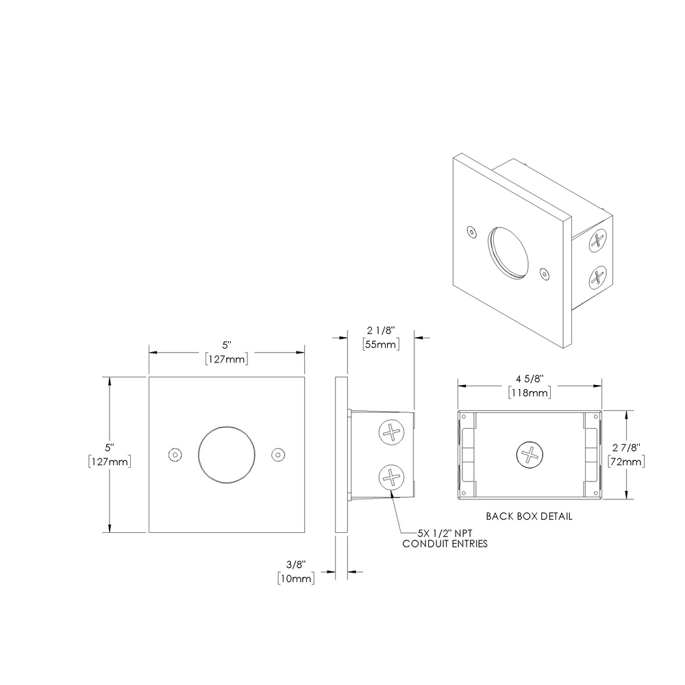 VERSA STAR - Ceiling Recessed - Low Voltage - LED High-Power - Square - Junction Box - Faceplate: Standard
