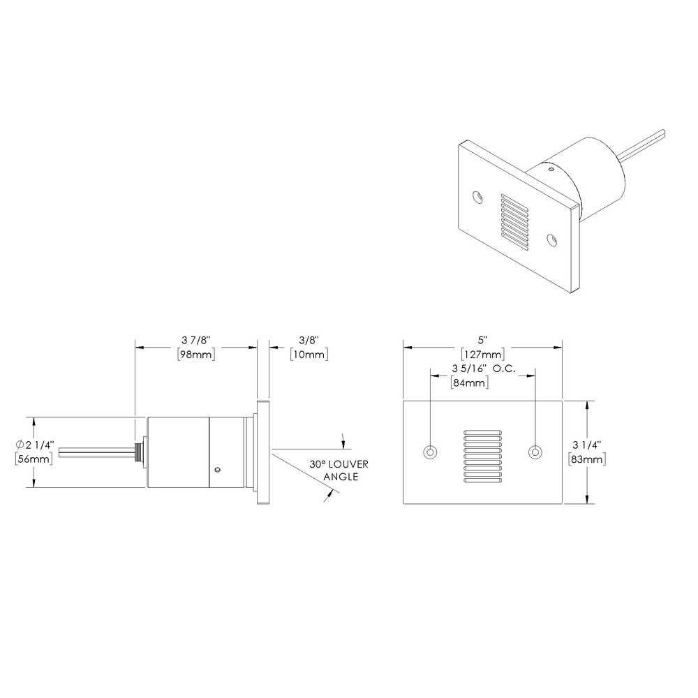 STEP STAR - Wall Recessed - Low Voltage - LED High-Power - Rectangular Horizontal - Core Drill - Faceplate: Louvered - Pattern D