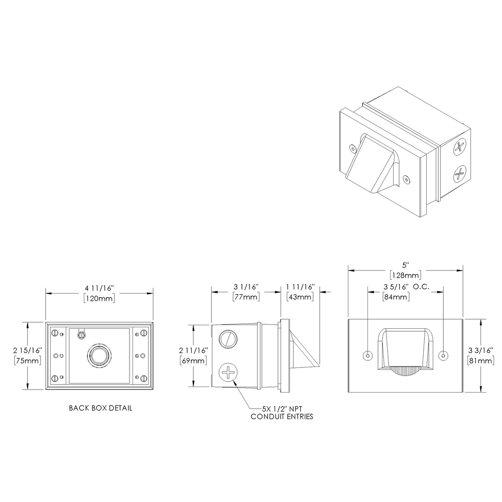 STEP STAR - Wall Recessed - Low Voltage - LED High-Power - Rectangular Horizontal - Junction Box - Faceplate: Visor