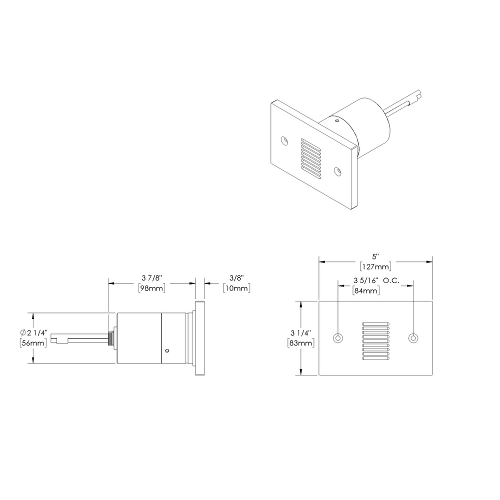 STEP STAR - Wall Recessed - Low Voltage - Lamp MR16 Gu5.3 - Rectangular Horizontal - Core Drill - Faceplate: Louvered - Pattern D