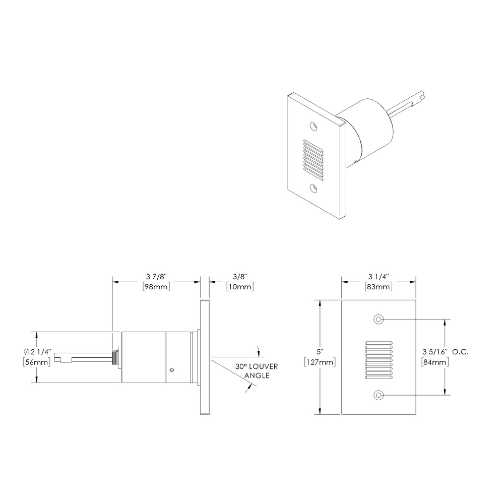 STEP STAR - Wall Recessed - Low Voltage - Lamp MR16 Gu5.3 - Rectangular Vertical - Core Drill - Faceplate: Louvered - Pattern D