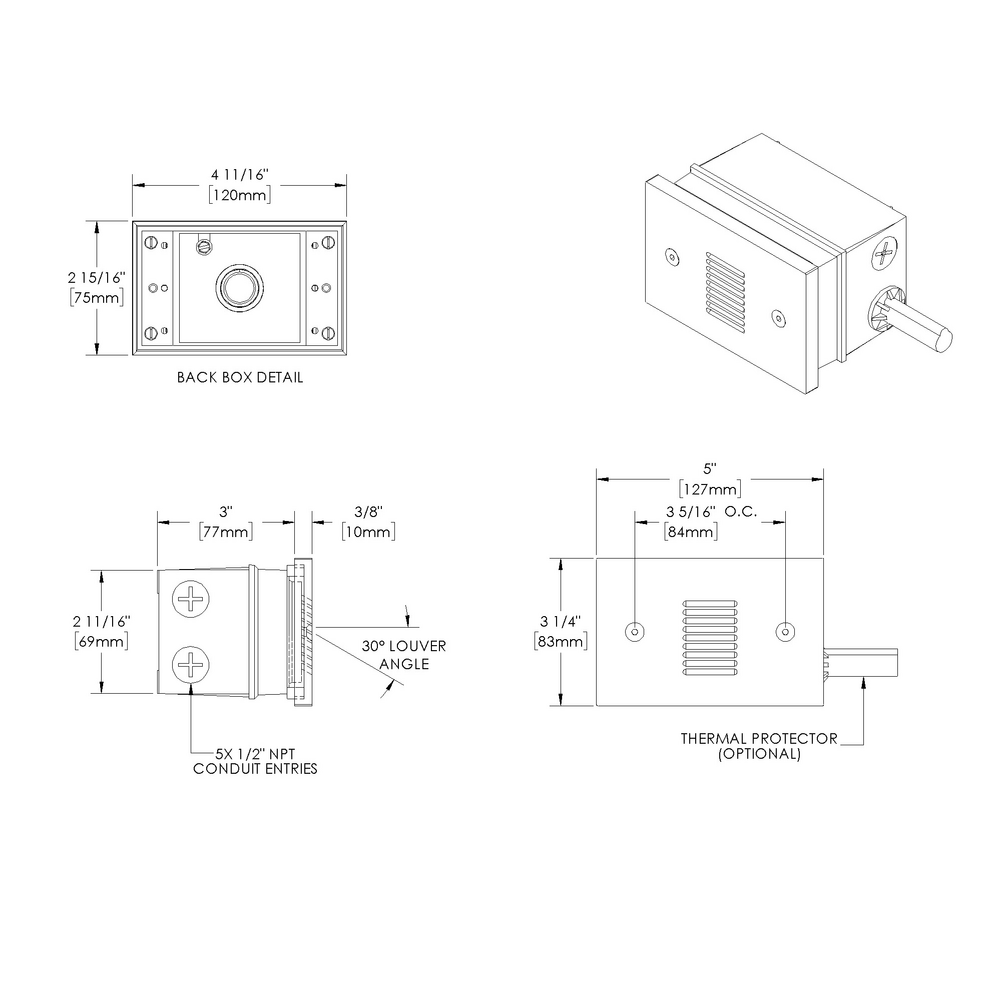 STEP STAR - Wall Recessed - Low Voltage - Lamp MR16 Gu5.3 - Rectangular Horizontal - Junction Box - Faceplate: Louvered - Pattern D