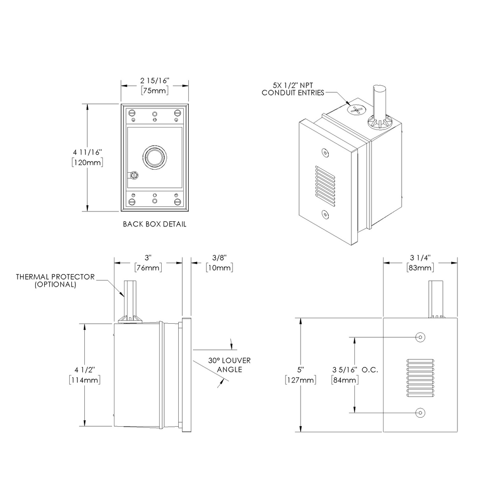 STEP STAR - Wall Recessed - Low Voltage - Lamp MR16 Gu5.3 - Rectangular Vertical - Junction Box - Faceplate: Louvered - Pattern D