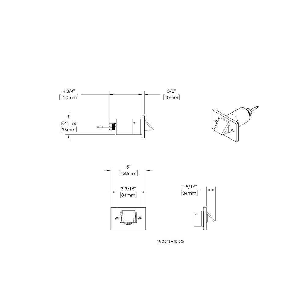 STEP STAR - Wall Recessed - Line Voltage - Lamp MR16 Gu10 - Rectangular Horizontal - Core Drill - Faceplate: Visor