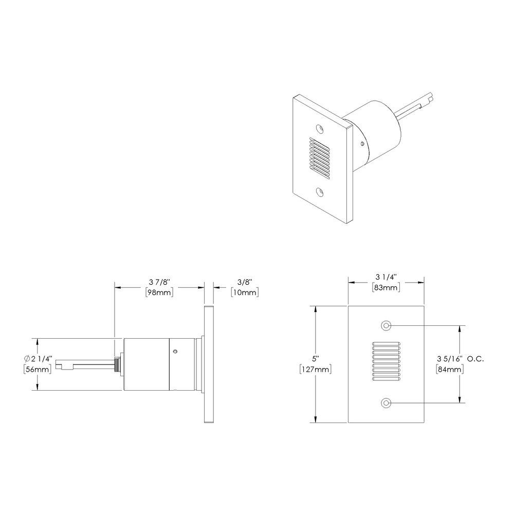 STEP STAR - Wall Recessed - Line Voltage - Lamp MR16 Gu10 - Rectangular Vertical - Core Drill - Faceplate: Louvered - Pattern D