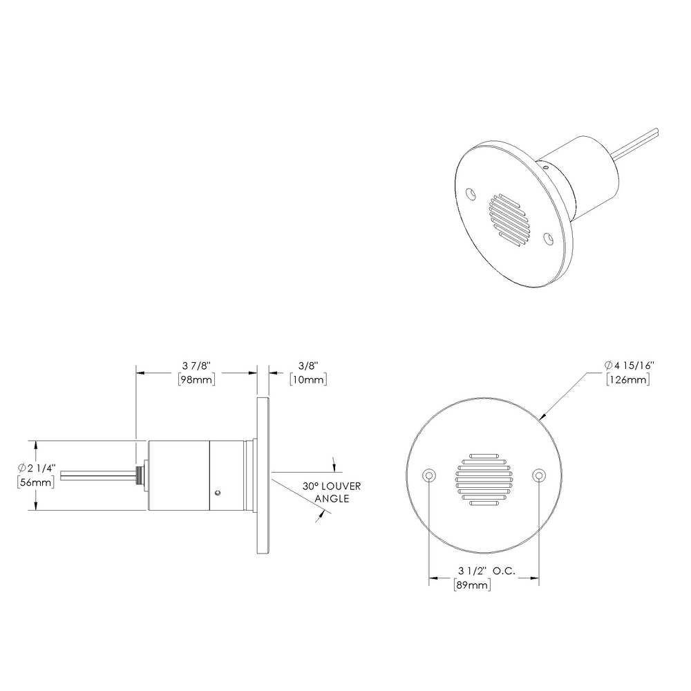 STEP STAR - Wall Recessed - Low Voltage - LED High-Power - Round - Core Drill - Faceplate: Louvered - Pattern C