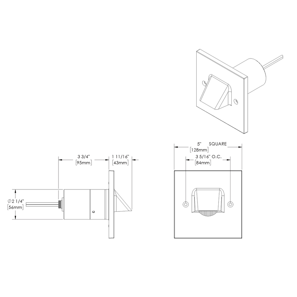 STEP STAR - Wall Recessed - Low Voltage - LED High-Power - Square - Core Drill - Faceplate: Visor