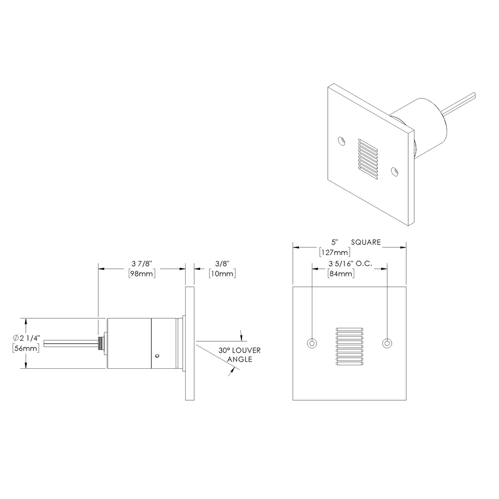 STEP STAR - Wall Recessed - Low Voltage - LED High-Power - Square - Core Drill - Faceplate: Louvered - Pattern D