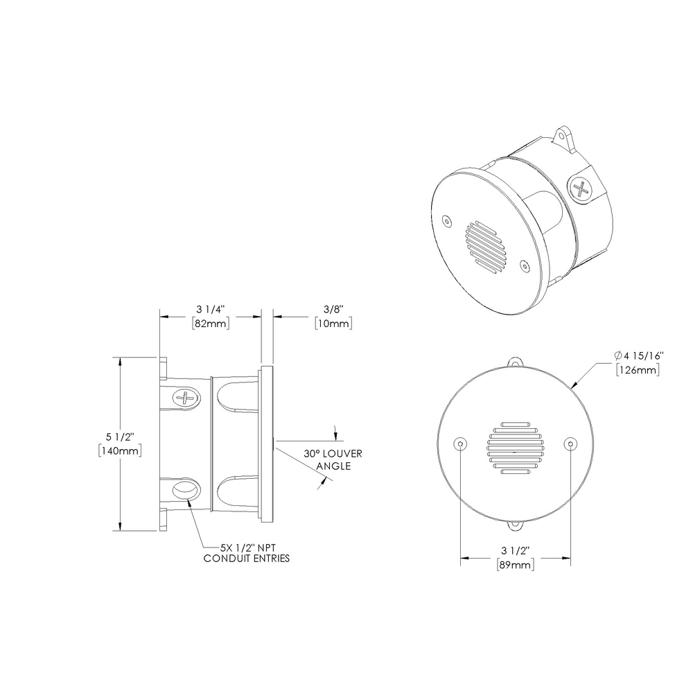 STEP STAR - Wall Recessed - Low Voltage - LED High-Power - Round - Junction Box - Faceplate: Louvered - Pattern C