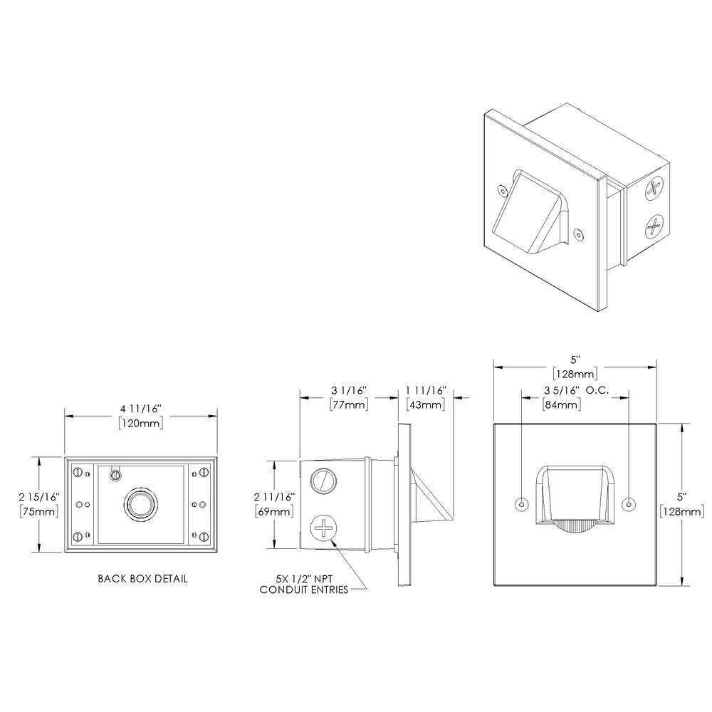 STEP STAR - Wall Recessed - Low Voltage - LED High-Power - Square - Junction Box - Faceplate: Visor